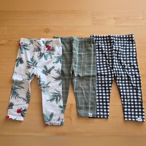 Honest Co Set of Three Patterned Baby Leggings 6-9M